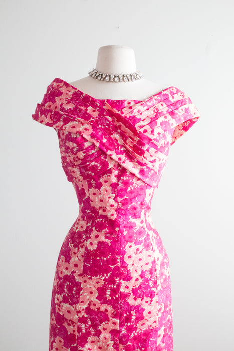 1950's Suzy Perette Silk Watercolor Floral Party Dress / Waist 27