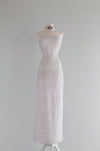 Old Hollywood Inspired White Beaded Strapless Evening Gown / Medium