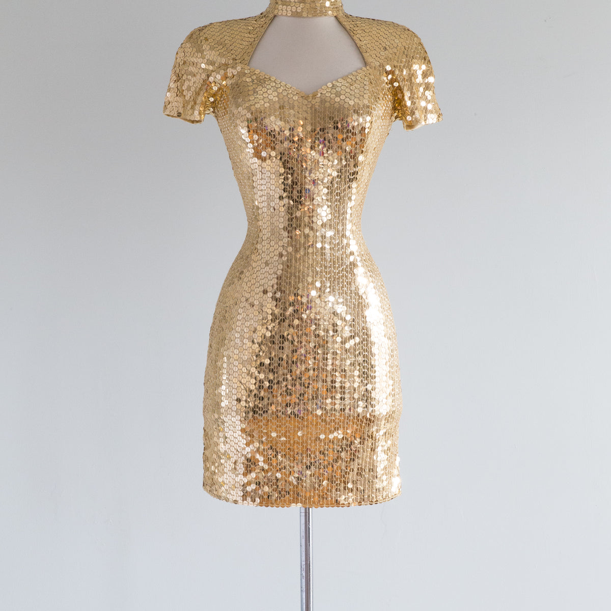 green emerald velvet dress Vintage Solid Gold Mini Dress / SMALL – Xtabay Vintage