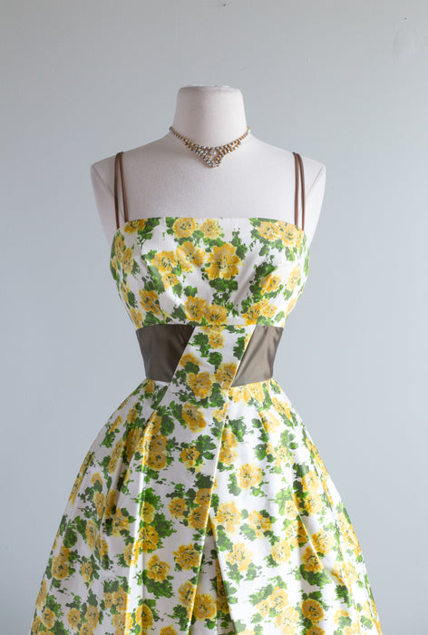 Late 1950's Spring Party Dress By Kay Selig / XS