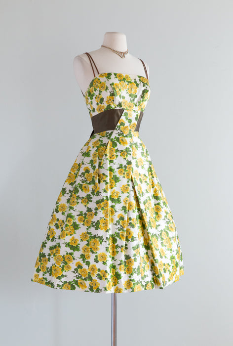 Late 1950's Spring Party Dress By Kay Selig / XS