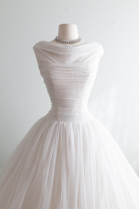 Vintage 1950's Sugar Spun White Party Dress / Waist 26