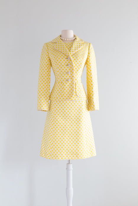 Chic 1960's Banana Cream Dress & Jacket Set By Jean Louis / Medium