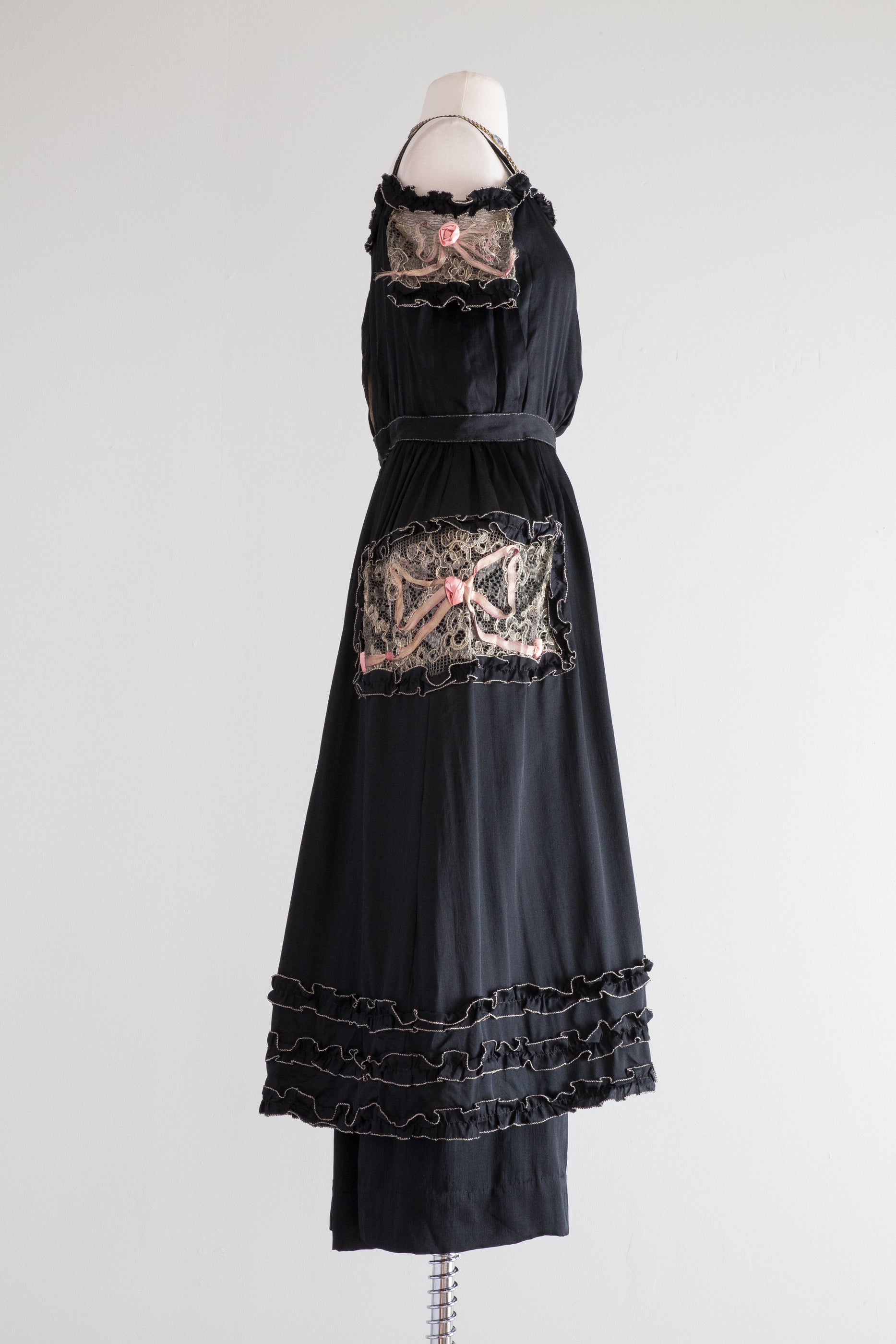 Rare Late Edwardian Robe de Style Silk Evening Dress With Panniers / S ...