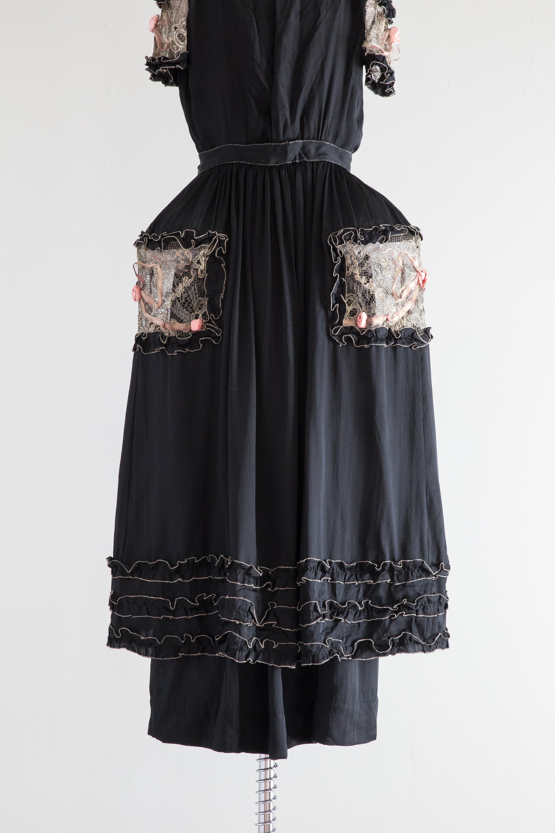 Rare Late Edwardian Robe de Style Silk Evening Dress With Panniers / S ...