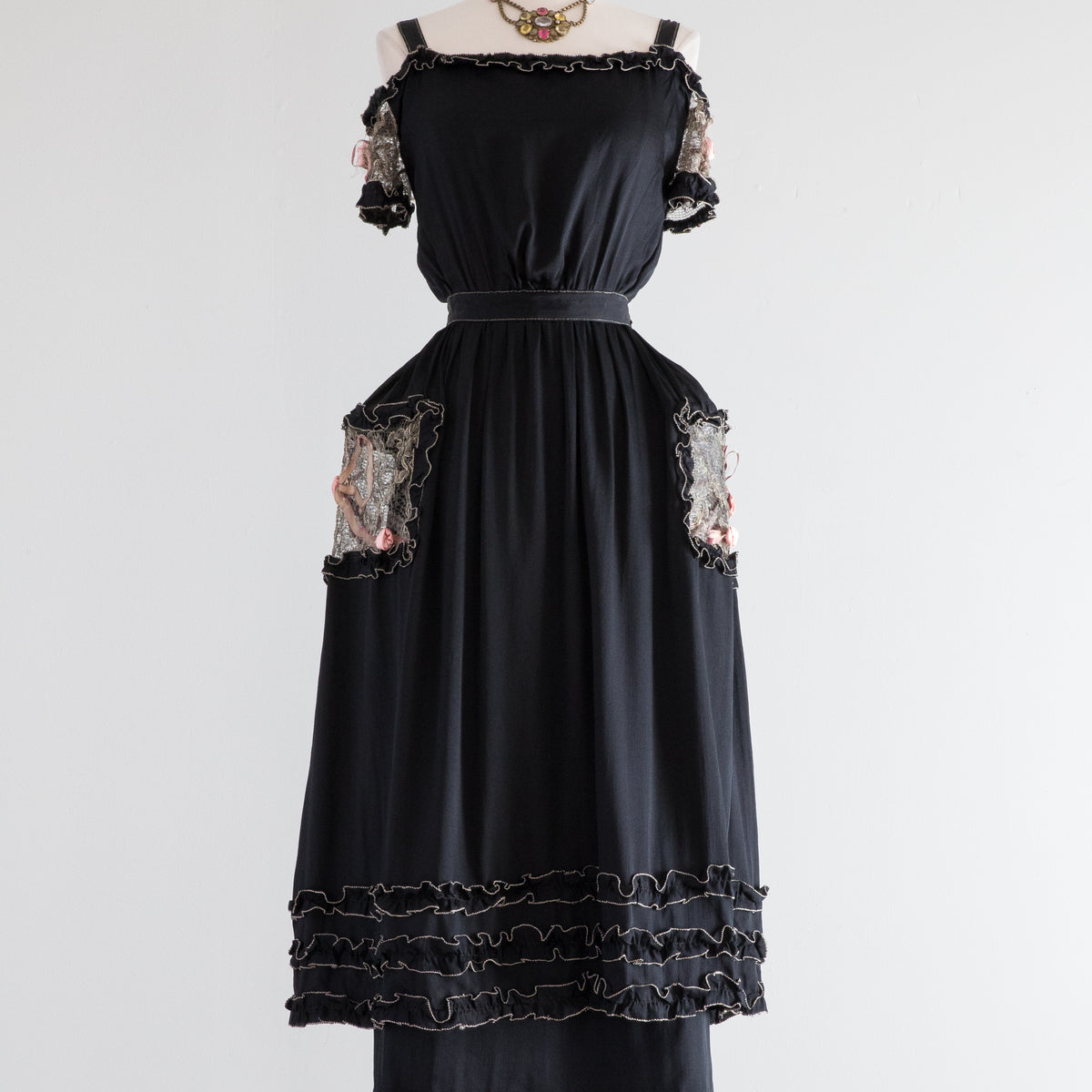 Rare Late Edwardian Robe de Style Silk Evening Dress With Panniers / S ...