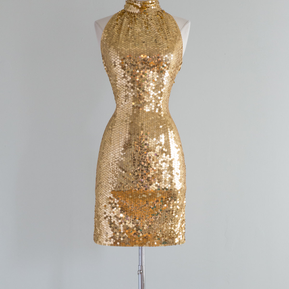 Vintage Solid Gold Mini Dress / SMALL Xtabay Vintage Vintage Solid Gold Mini Dress / SMALL Xtabay Vintage