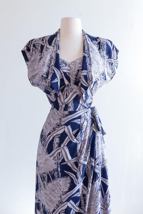 Rare 1940's Hawaiian Togs Rayon Sarong Dress & Bolero / Waist 28