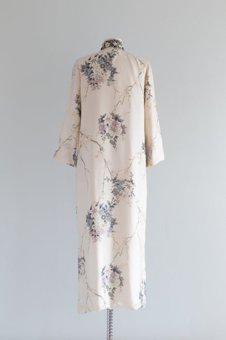 Elegant 1960's Cherry Blossom Silk Robe From Japan / SM