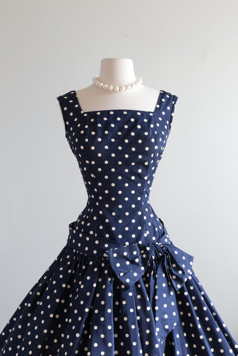 1950's LUCY Polka Dot Taffeta Party Dress With Bolero / Small