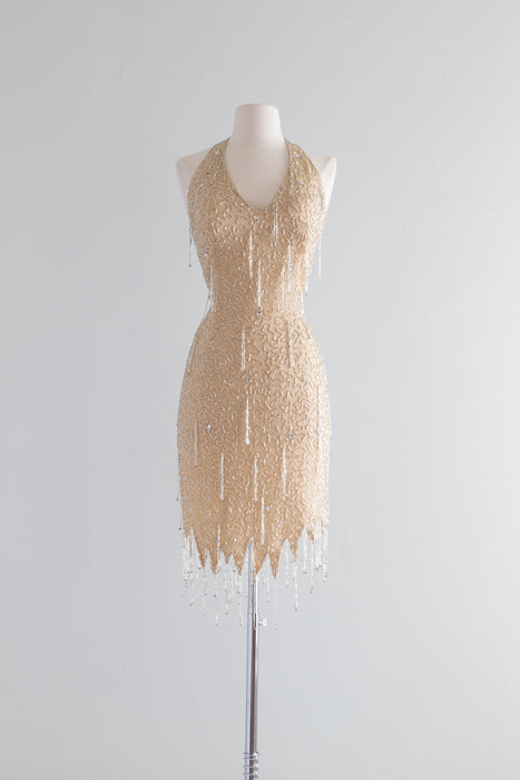 Vintage BOB MACKIE Style Nude Icicle Party Dress / ML