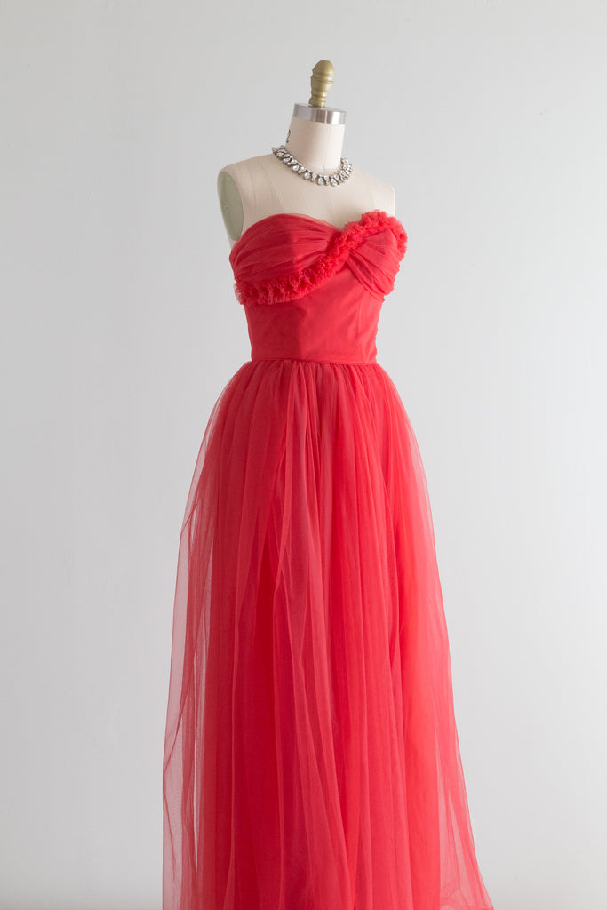 1950's Classic Ruby Red Strapless Prom Dress by Lorie Deb / Waist 24 Xtabay Vintage 1950's Classic Ruby Red Strapless Prom Dress by Lorie Deb / Waist 24 Xtabay Vintage