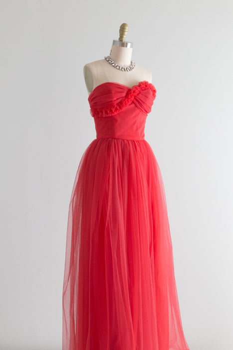 1950's Classic Ruby Red Strapless Prom Dress by Lorie Deb / Waist 24 Xtabay Vintage 1950's Classic Ruby Red Strapless Prom Dress by Lorie Deb / Waist 24 Xtabay Vintage