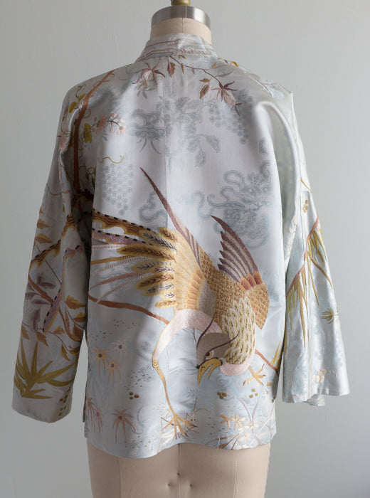 Rare Antique Chinese Silk Hand Embroidered Jacket With Phoenix Motif