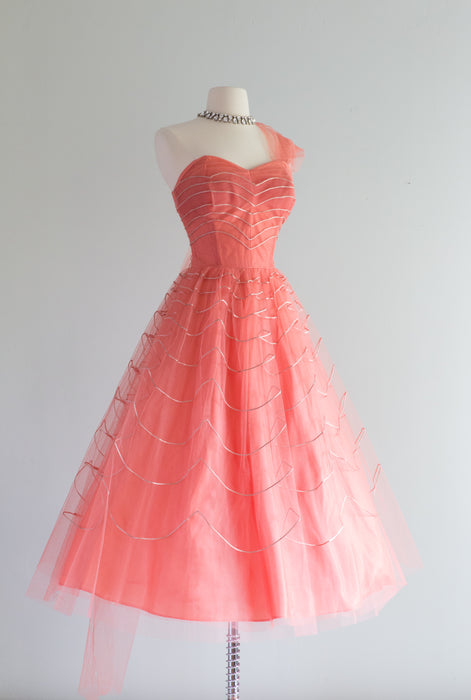 vintage prom dresses 1950s Retro 50s Tea Length Strapless Dress GABBY Custom Size / Blue Package Include Stunning 1950's Coral Splendor Prom