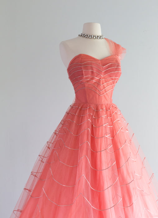 Stunning 1950's Coral Splendor Prom Dress / Waist 26 Xtabay Vintage Stunning 1950's Coral Splendor Prom Dress / Waist 26 Xtabay Vintage