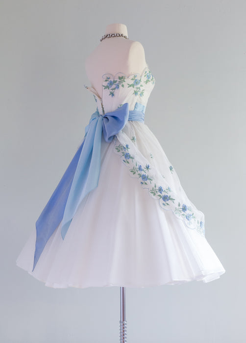 Beautiful 1950's Emma Domb Embroidered Party Dress / Waist 24 Beautiful 1950's Emma Domb Embroidered Party Dress / Waist 24