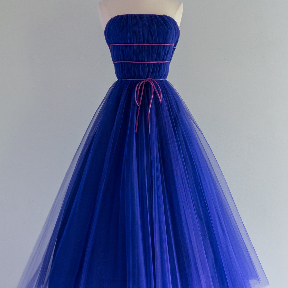 strapless open back dress Divine 1950's Yves Klein Blue Pleated Strapless Prom Dress / Small – Xtabay  Vintage
