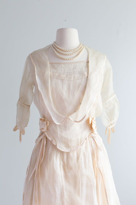 Ethereal Late Edwardian Era Silk Wedding Dress / Small