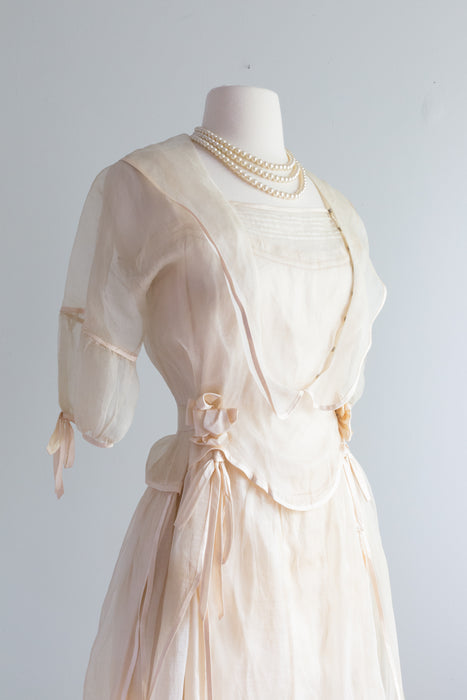 Ethereal Late Edwardian Era Silk Wedding Dress / Small