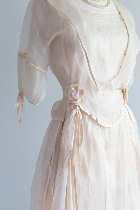 Ethereal Late Edwardian Era Silk Wedding Dress / Small