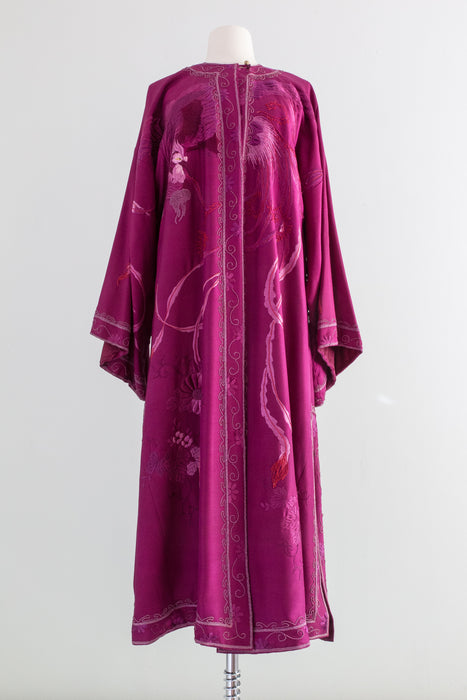 Rare Antique Fuchsia Embroidered Mandarine Coat From The Nozawaya Silk Store