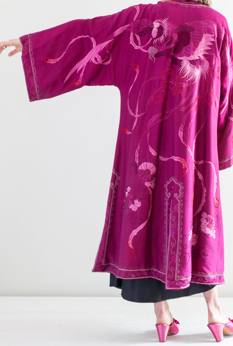 Rare Antique Fuchsia Embroidered Mandarine Coat From The Nozawaya Silk Store