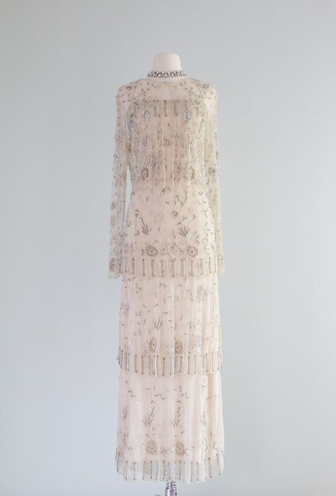Gorgeous 1920's Inspired Beaded Evening Gown With Jacket / ML