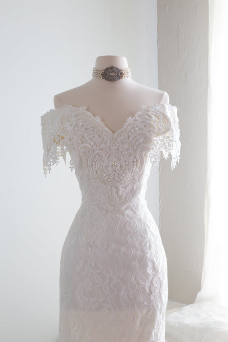 Stunning Vintage Jessica McClintock Lace Reception Dress / Small