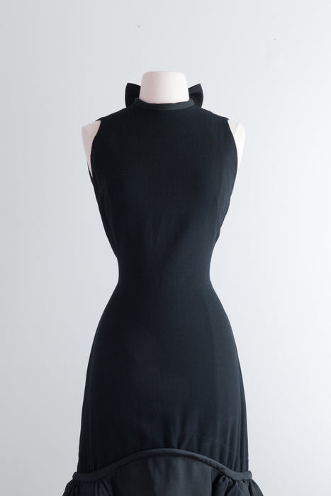 Iconic 1950's Pauline Trigere Black Crepe Cocktail Dress / Small