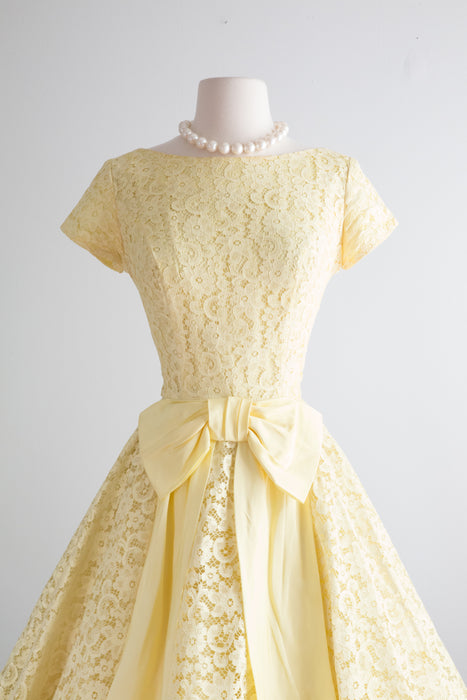 1960's Little Miss Sunshine Yellow Lace Party Dress / Small