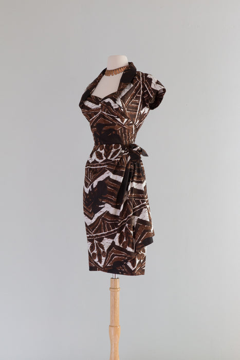 Fabulous 1950's Stan Hicks Hawaiian Sarong Dress & Bolero Set / XS