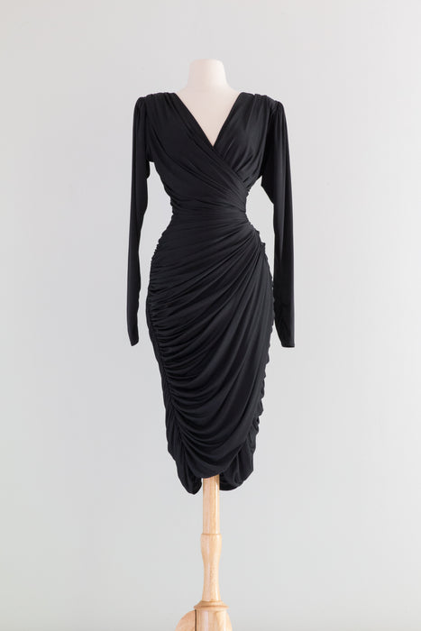 Vintage 1980's Black Vixen Dress By Tadashi / Medium