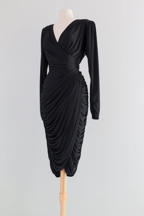 Vintage 1980's Black Vixen Dress By Tadashi / Medium