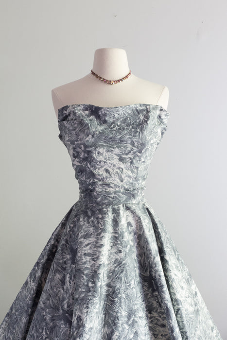 Stunning 1950's Fred Perlberg Strapless Cotton Party Dress / Waist 26"