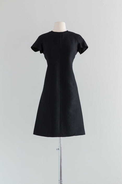 Elegant 1960's Black Silk Cocktail Dress & Matching Jacket Set by Robert Knox / SM