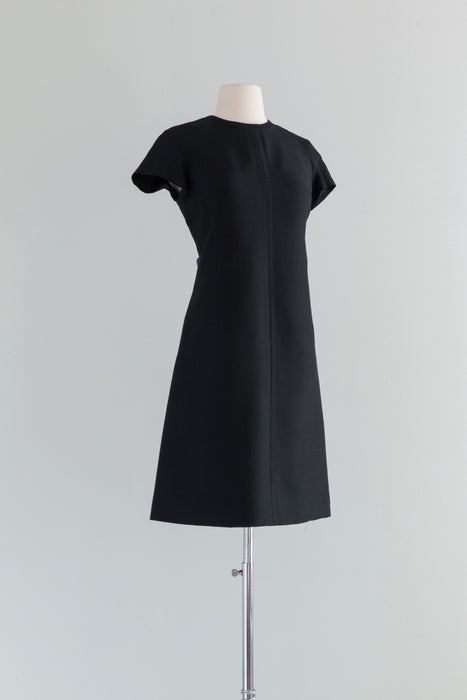 Elegant 1960's Black Silk Cocktail Dress & Matching Jacket Set by Robert Knox / SM