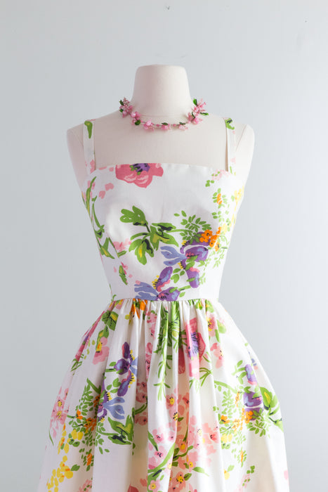 Vintage 1970's Victor Costa Midsummer Cotton Dress / XS