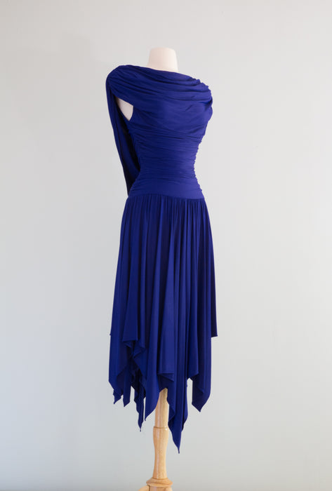 1980's BLUE FLAME Bombshell Dress By Casadei / SM