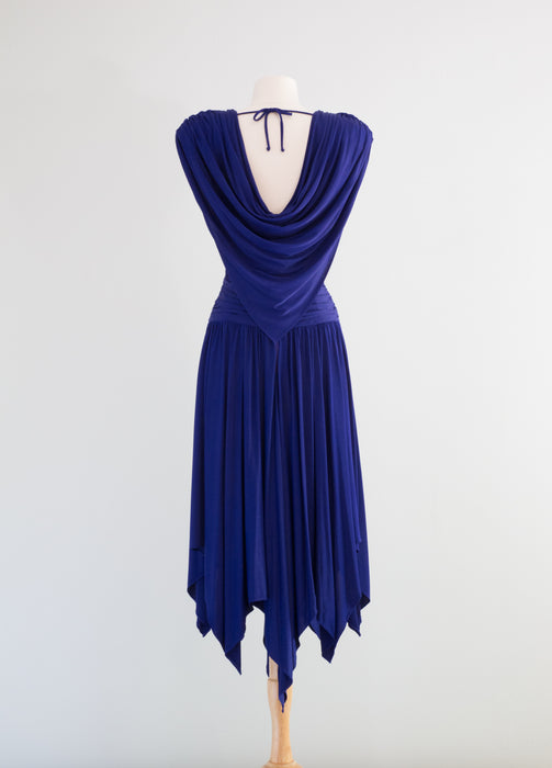 1980's BLUE FLAME Bombshell Dress By Casadei / SM