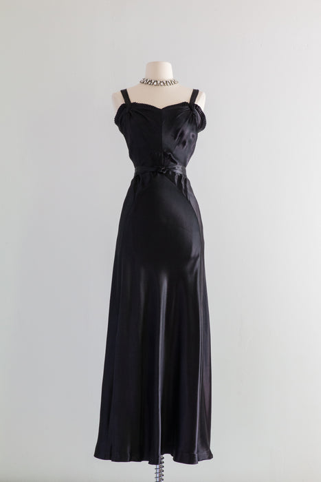 Rare 1930's Liquid Black Couture Evening Gown By House of Tappe' / Small