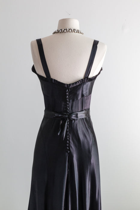 Rare 1930's Liquid Black Couture Evening Gown By House of Tappe' / Small