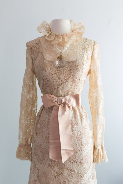 Vintage 1960's Pat Sandler Baroque Lace Party Dress / Medium