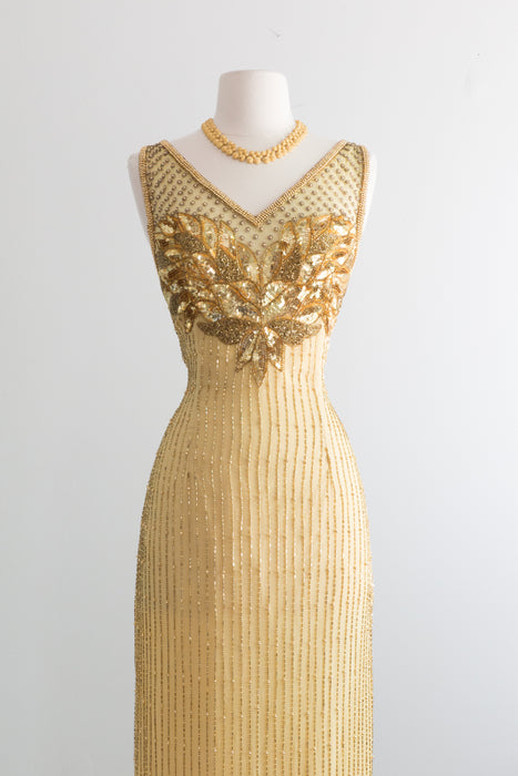 Vintage 1980's Goldfinger Beaded Glamour Gown / Medium