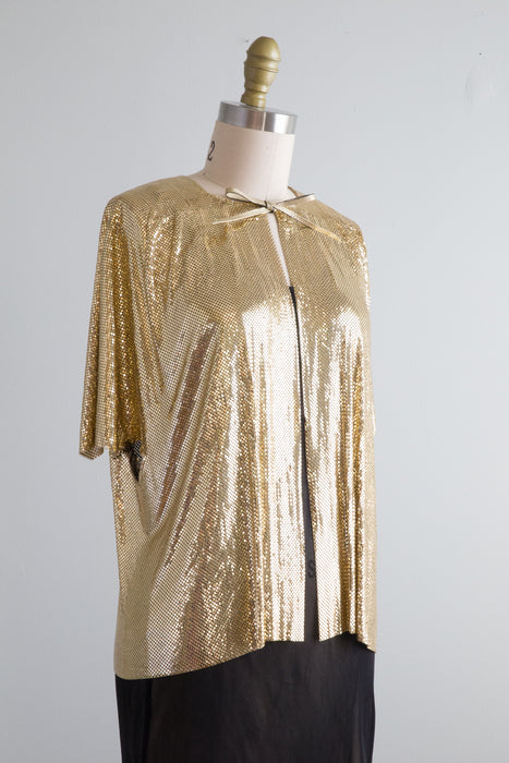 1970's Ferrara Gold Metal Mesh Short Sleeve Jacket / OS