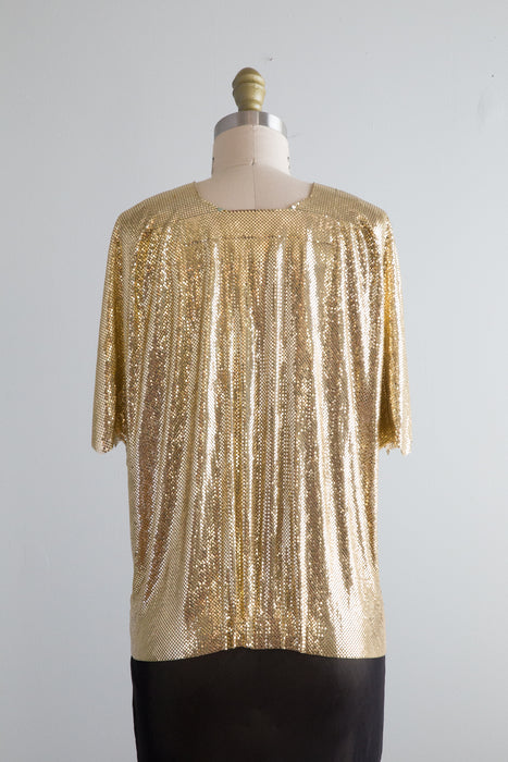 1970's Ferrara Gold Metal Mesh Short Sleeve Jacket / OS