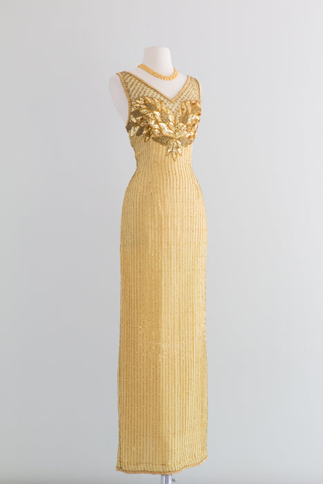 Vintage 1980's Goldfinger Beaded Glamour Gown / Medium