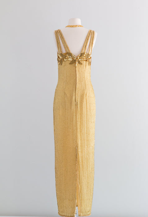 Vintage 1980's Goldfinger Beaded Glamour Gown / Medium