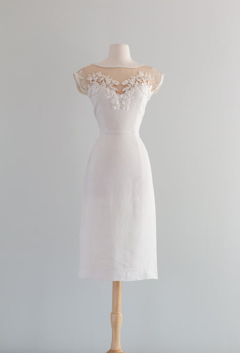 Vintage 1950's Peggy Hunt Style Wiggle Dress With Nude Illusion Neckli Xtabay Vintage Vintage 1950's Peggy Hunt Style Wiggle Dress With Nude Illusion Neckli Xtabay Vintage