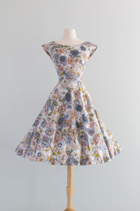 1950's Late Summer Floral Dress With Sequins / Medium – Xtabay Vintage 1950's Late Summer Floral Dress With Sequins / Medium – Xtabay Vintage